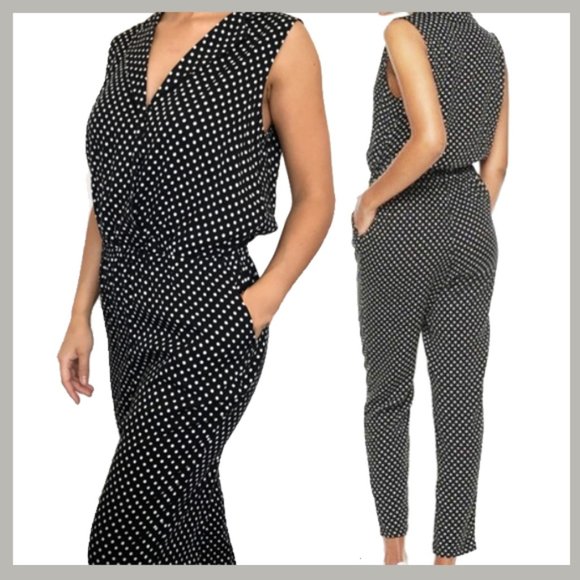 Popsugar Pants Jumpsuits Popsugar Black White Polka Dot Jumpsuit Size M Poshmark